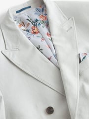 Light Grey Double Breasted Linen Blend Blazer - Image 4 of 8