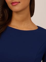 Adrianna Papell Blue Knit Crepe Tiered Sleeve Dress - Image 4 of 5