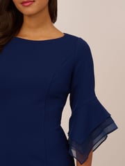 Adrianna Papell Blue Knit Crepe Tiered Sleeve Dress - Image 5 of 5