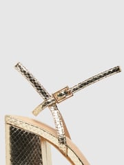Schuh Gold Skylar Snake Effect Square Toe Sandals - Image 3 of 4