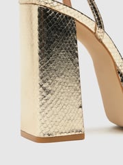 Schuh Gold Skylar Snake Effect Square Toe Sandals - Image 4 of 4