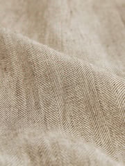 Neutral Herringbone Double Breasted Slim Signature Leomaster Linen Blazer - Image 10 of 12