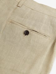 Stone Natural Slim Signature Nova Fides Italian Linen Suit Trousers - Image 2 of 4