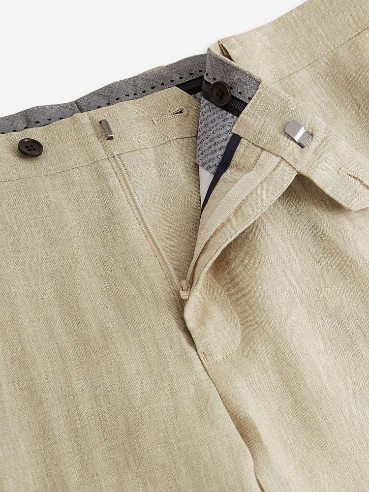 Stone Natural Slim Signature Nova Fides Italian Linen Suit Trousers - Image 4 of 4
