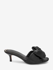 River Island Black Kitten Heel Bow Mule Sandals - Image 1 of 5