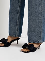 River Island Black Kitten Heel Bow Mule Sandals - Image 5 of 5