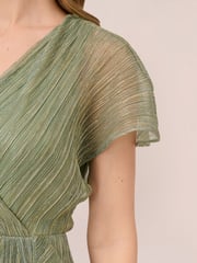 Adrianna Papell Green Metallic Crinkle Midi Dress - Image 4 of 6