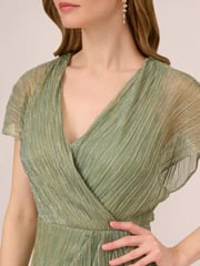Adrianna Papell Green Metallic Crinkle Midi Dress - Image 5 of 6