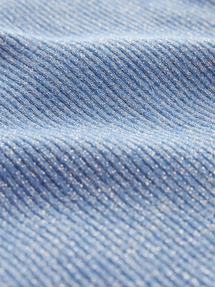 Blue Sparkle Sweetheart Short Sleeve Knit Top - Image 6 of 6 Blue Sparkle Sweetheart Short Sleeve Knit Top - Image 6 of 6