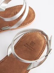 Silver Regular/Wide Fit Forever Comfort® Leather Woven Flat Sandals - Image 5 of 6
