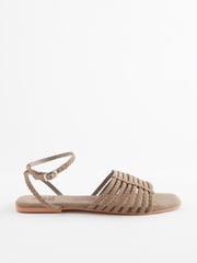 Taupe Brown Regular/Wide Fit Forever Comfort® Leather Plait Sandals - Image 3 of 7