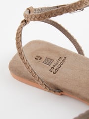 Taupe Brown Regular/Wide Fit Forever Comfort® Leather Plait Sandals - Image 7 of 7