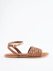 Tan Brown Regular/Wide Fit Forever Comfort® Leather Woven Flat Sandals - Image 3 of 6