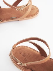 Tan Brown Regular/Wide Fit Forever Comfort® Leather Woven Flat Sandals - Image 5 of 6