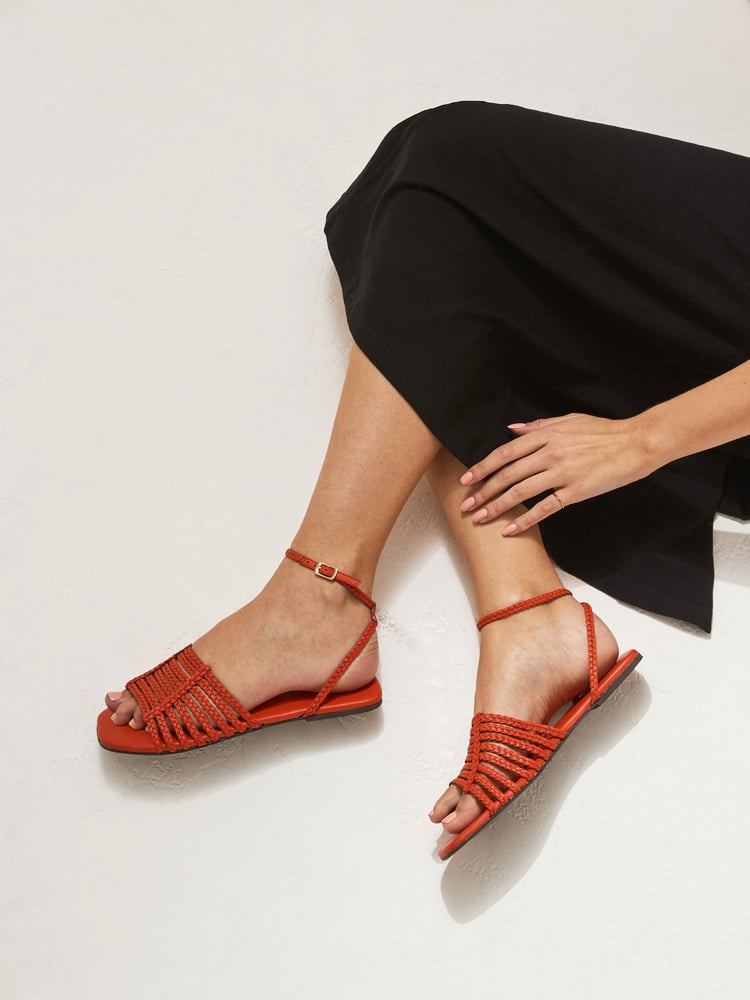 Red Regular/Wide Fit Forever Comfort® Leather Plait Sandals - Image 1 of 7 Red Regular/Wide Fit Forever Comfort® Leather Plait Sandals - Image 1 of 7