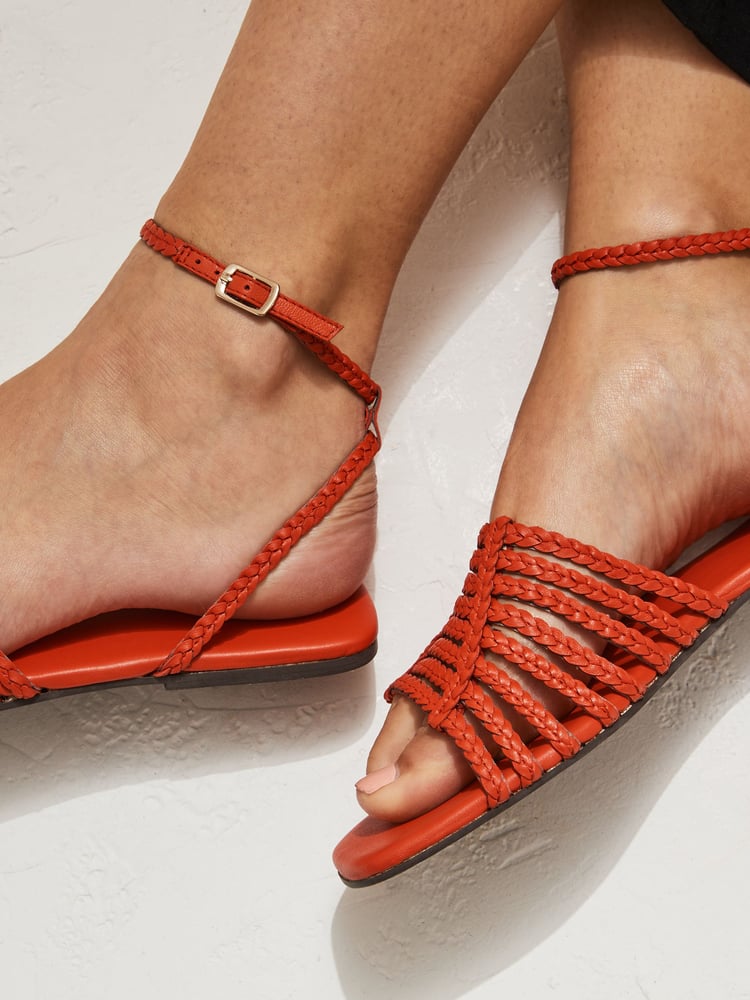 Red Regular/Wide Fit Forever Comfort® Leather Plait Sandals - Image 2 of 7 Red Regular/Wide Fit Forever Comfort® Leather Plait Sandals - Image 2 of 7