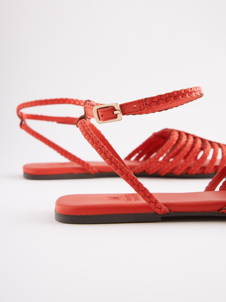 Red Regular/Wide Fit Forever Comfort® Leather Plait Sandals - Image 7 of 7 Red Regular/Wide Fit Forever Comfort® Leather Plait Sandals - Image 7 of 7