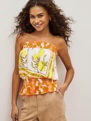 Yellow Lemon Print Sparkle Bandeau Boobtube Vest - Image 1 of 4