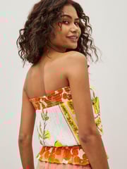 Yellow Lemon Print Sparkle Bandeau Boobtube Vest - Image 2 of 4