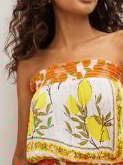 Yellow Lemon Print Sparkle Bandeau Boobtube Vest - Image 3 of 4