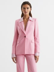 Reiss Pink Blair Single Breasted Wool Blend Blazer - Image 1 of 7