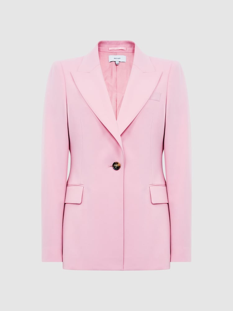 Reiss Pink Blair Single Breasted Wool Blend Blazer - Image 2 of 7