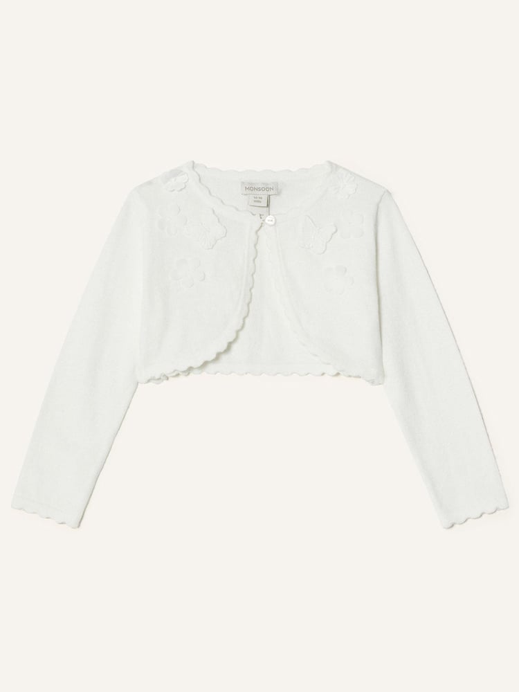 Monsoon Cream Baby 100% Cotton 3D Petal Cardigan - Image 1 of 3
