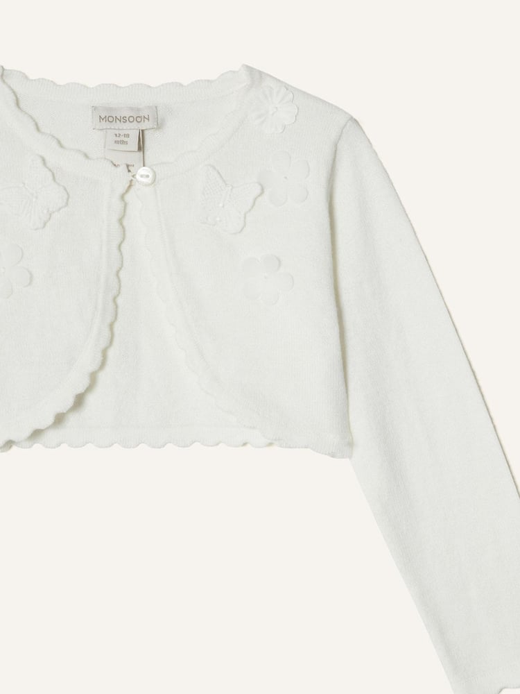 Monsoon Cream Baby 100% Cotton 3D Petal Cardigan - Image 3 of 3