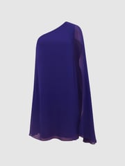 Reiss Purple Fleur Sheer Cape Sleeve Mini Dress - Image 2 of 6
