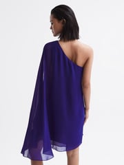 Reiss Purple Fleur Sheer Cape Sleeve Mini Dress - Image 5 of 6