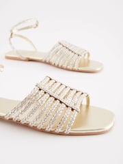 Gold Regular/Wide Fit Forever Comfort® Leather Plait Sandals - Image 5 of 7