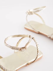 Gold Regular/Wide Fit Forever Comfort® Leather Plait Sandals - Image 6 of 7