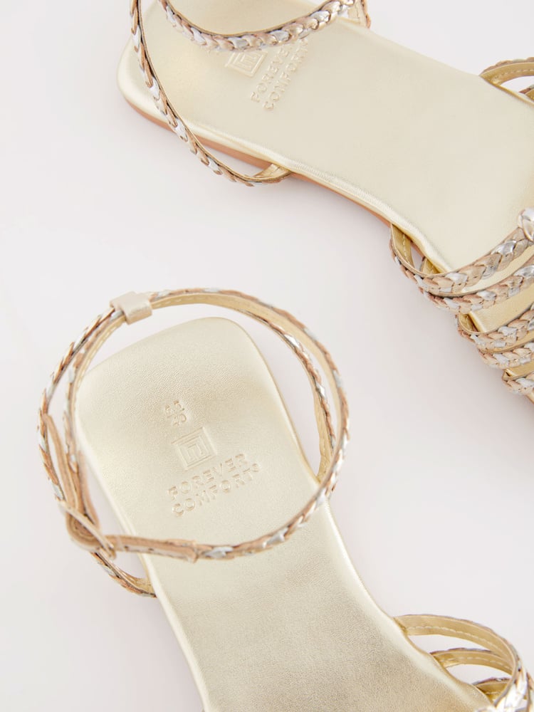 Gold Regular/Wide Fit Forever Comfort® Leather Plait Sandals - Image 7 of 7 Gold Regular/Wide Fit Forever Comfort® Leather Plait Sandals - Image 7 of 7