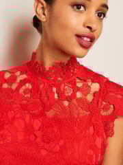 Red Lace Mini Shift Dress - Image 5 of 6