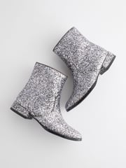 Silver Sparkle Occasion Heeled Boots - Image 3 of 5