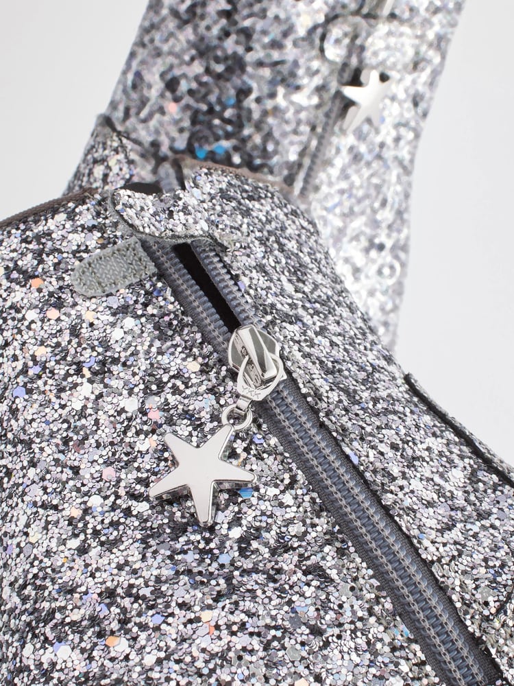 Silver Sparkle Occasion Heeled Boots - Image 5 of 5