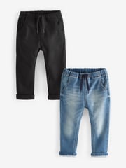 Blue/Black Denim Super Soft Pull-On Jeans With Stretch 2 Pack (3mths-7yrs) - Image 1 of 4