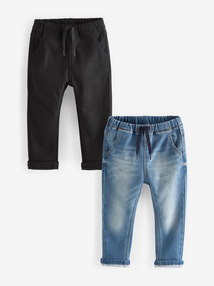 Blue/Black Denim Super Soft Pull-On Jeans With Stretch 2 Pack (3mths-7yrs) - Image 1 of 4