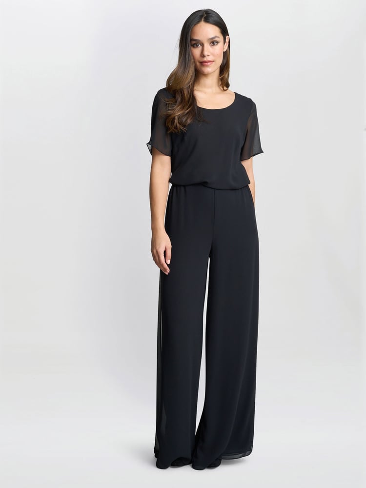 Gina Bacconi Chiffon Layered Slit Trousers - Image 1 of 5