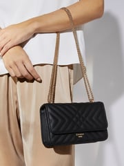 Dune London Black Edorchie Quilted Shoulder Bag - Image 1 of 6