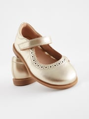 Gold Leather Leather Mary Jane Touch fastening Brogues - Image 1 of 5