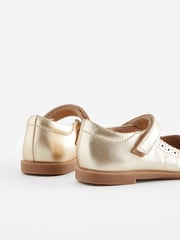 Gold Leather Leather Mary Jane Touch fastening Brogues - Image 3 of 5