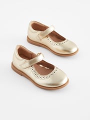 Gold Leather Leather Mary Jane Touch fastening Brogues - Image 4 of 5