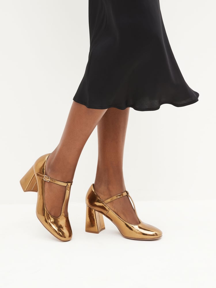 Gold Forever Comfort® T-Bar Block Heel Shoes - Image 1 of 7 Gold Forever Comfort® T-Bar Block Heel Shoes - Image 1 of 7