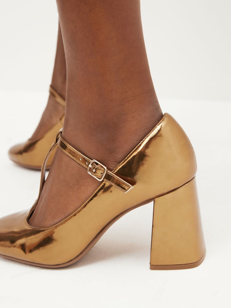 Gold Forever Comfort® T-Bar Block Heel Shoes - Image 2 of 7 Gold Forever Comfort® T-Bar Block Heel Shoes - Image 2 of 7