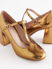 Gold Forever Comfort® T-Bar Block Heel Shoes - Image 5 of 7