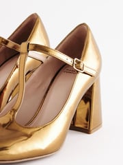 Gold Forever Comfort® T-Bar Block Heel Shoes - Image 6 of 7