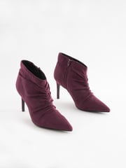 Berry Red Forever Comfort® Point Toe Ruched Ankle Boots - Image 1 of 5