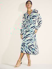 Myleene Klass Printed Chiffon Wrap Black/White Dress - Image 1 of 1