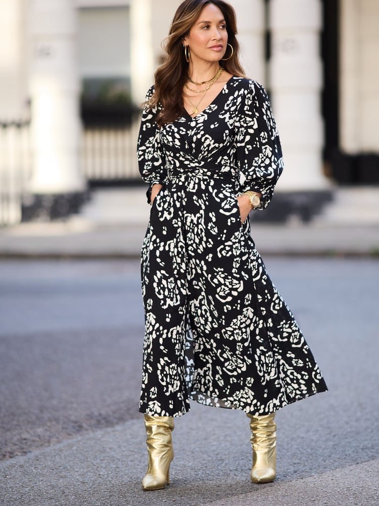 Myleene Klass Printed Midi Wrap Dress - Image 1 of 6